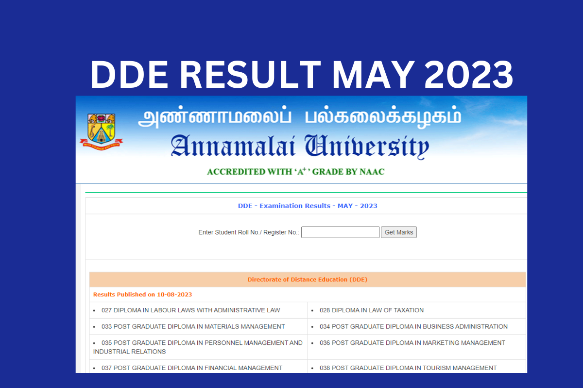 Annamalai University DDE Result May 2023 link